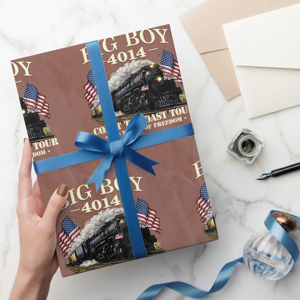 Patriotic Freedom Express Coast to Coast Wrapping Paper Roll Steam Train Legend Heritage Pride TS02 Mocha Print Your Wear