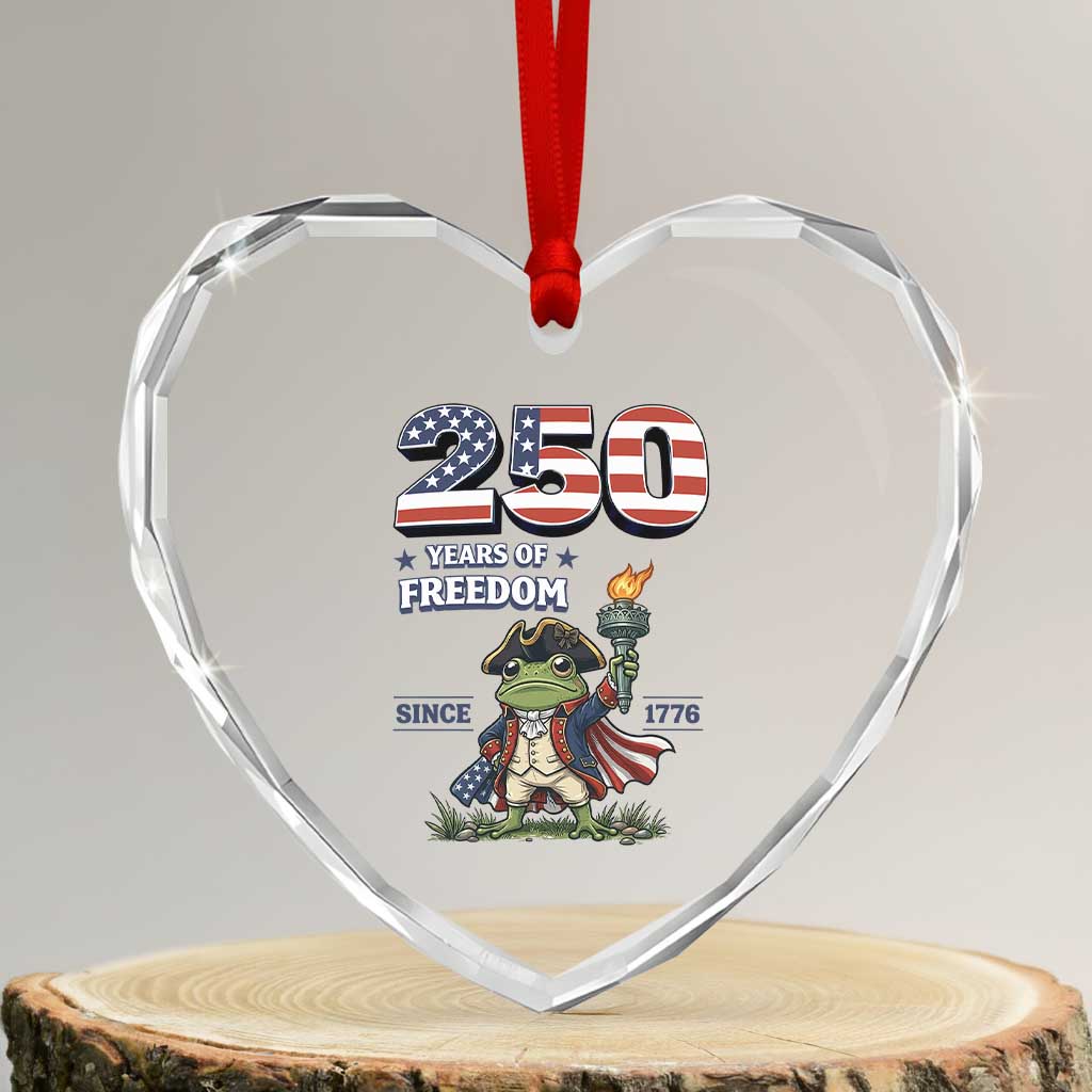 Patriotic Frog Raising The Torch Heart Crystal Glass Ornament 250 Years Of Freedom TS12 Transparent Glass 3'' Heart Print Your Wear