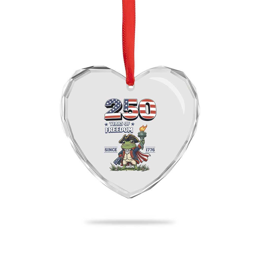 Patriotic Frog Raising The Torch Heart Crystal Glass Ornament 250 Years Of Freedom TS12 Print Your Wear