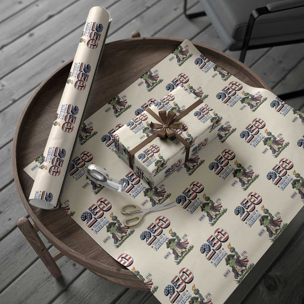 Patriotic Frog Raising The Torch Wrapping Paper Roll 250 Years Of Freedom TS12 Beige Print Your Wear
