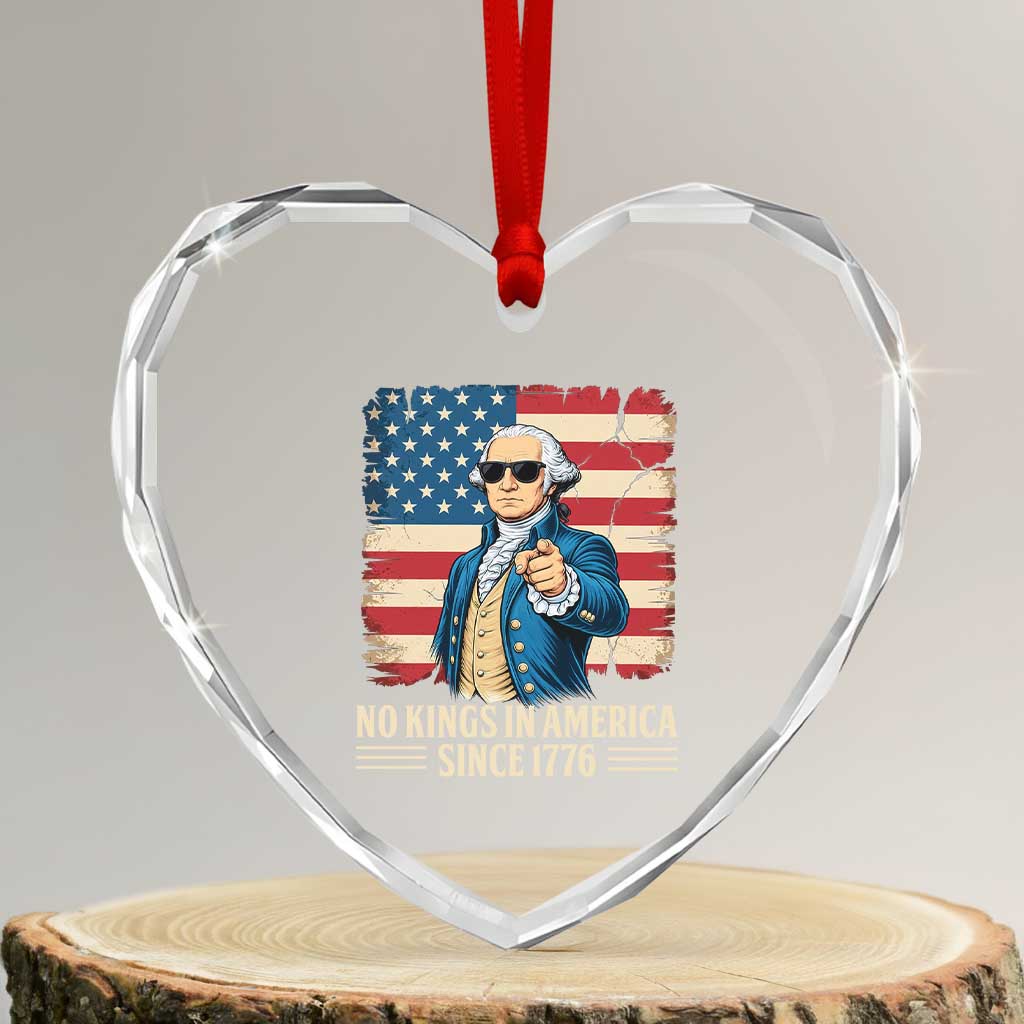 Patriotic George Washington Heart Crystal Glass Ornament No Kings In America TS12 Transparent Glass 3'' Heart Print Your Wear
