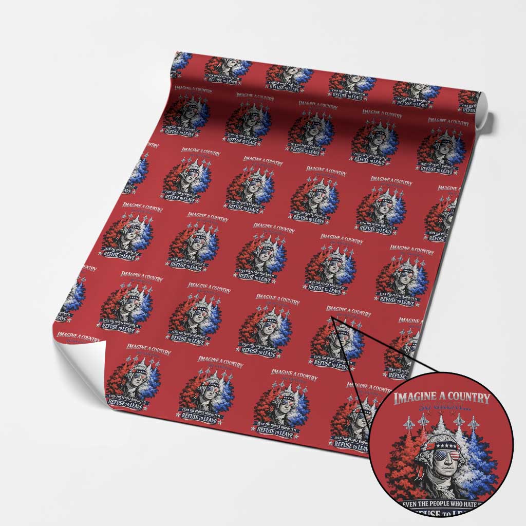 Patriotic George Washington Sunglasses and Fighter Jets Wrapping Paper Roll Imagine A Country So Great Pride TS02 Red Print Your Wear
