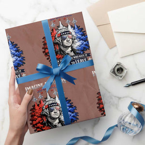 Patriotic George Washington Sunglasses and Fighter Jets Wrapping Paper Roll Imagine A Country So Great Pride TS02 Mocha Print Your Wear
