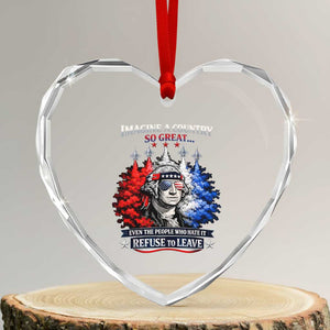 Patriotic George Washington Sunglasses and Fighter Jets Heart Crystal Glass Ornament Imagine A Country So Great Pride TS02 Transparent Glass 3'' Heart Print Your Wear