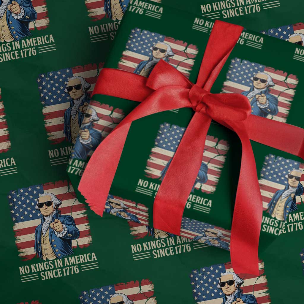 Patriotic George Washington Wrapping Paper Roll No Kings In America TS12 Green Print Your Wear