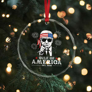 Patriotic Gulf Of USA Est 2025 Crystal Glass Ornament Funny Trump Happy 4th Of July TS02 Print Your Wear