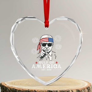 Patriotic Gulf Of USA Est 2025 Heart Crystal Glass Ornament Funny Trump Happy 4th Of July TS02 Transparent Glass 3'' Heart Print Your Wear