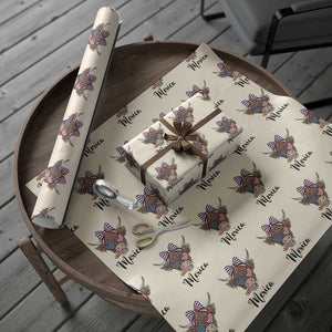 Patriotic Highland Cow Wrapping Paper Roll Merica USA Flag Farmer Gift