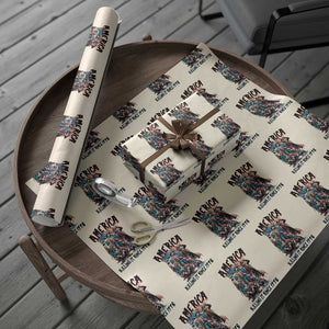Patriotic Horror Mashup Wrapping Paper Roll America Killing It Since 1776 TS02 Beige Print Your Wear