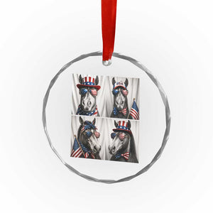 Patriotic Horse Selfie Squad Crystal Glass Ornament USA Flag Red White And Blue Graphic TS12 Print Your Wear