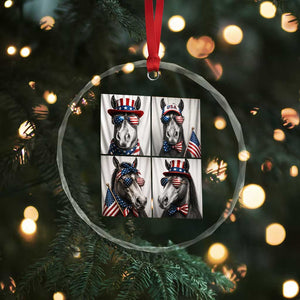 Patriotic Horse Selfie Squad Crystal Glass Ornament USA Flag Red White And Blue Graphic TS12 Print Your Wear