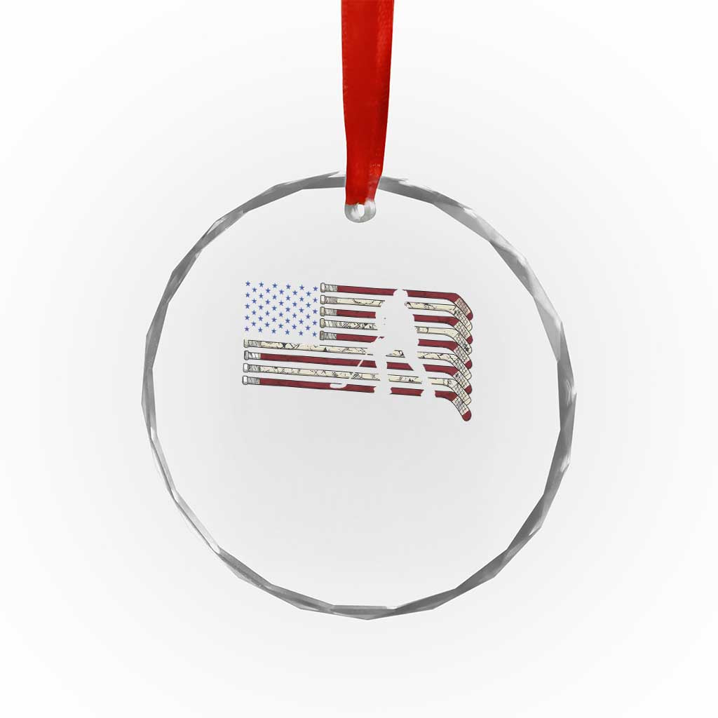 Patriotic Ice Hockey Sticks American Flag Crystal Glass Ornament TS14 Print Your Wear