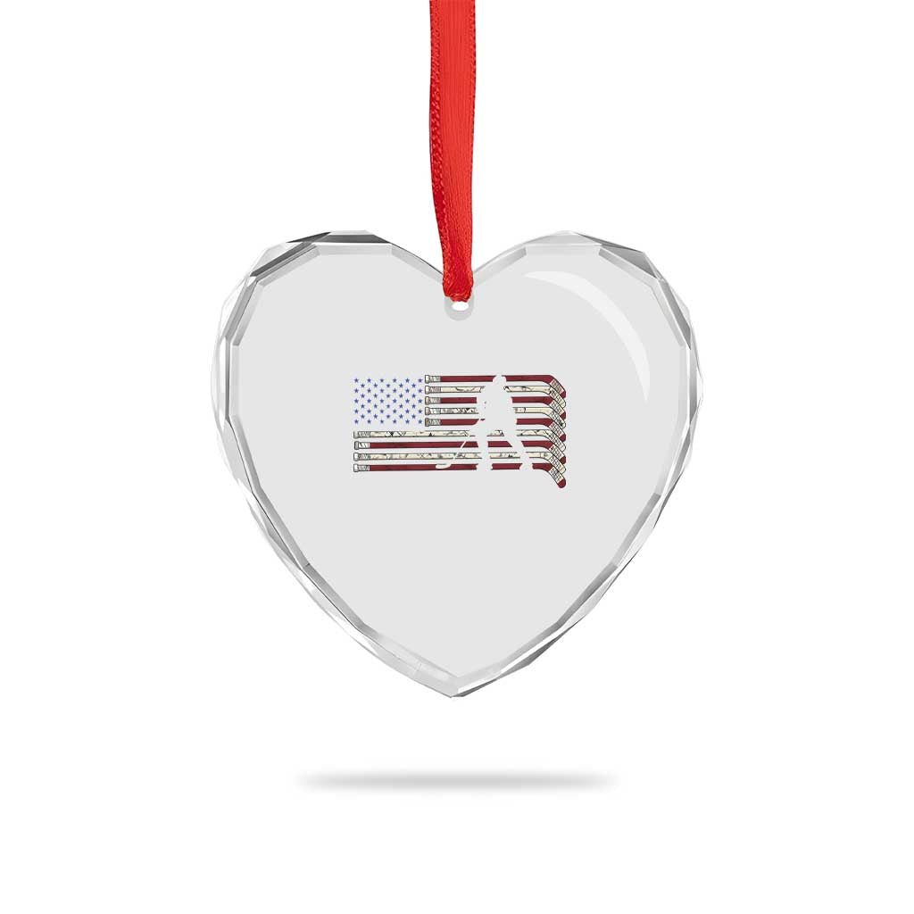 Patriotic Ice Hockey Sticks American Flag Heart Crystal Glass Ornament TS14 Print Your Wear