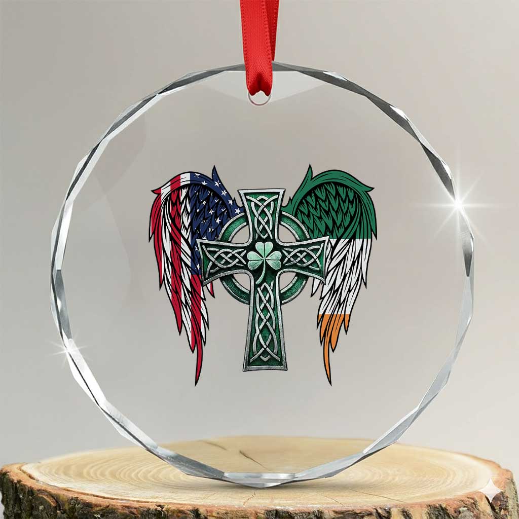 Patriotic Irish American Cross Crystal Glass Ornament St Patricks Day Religious Gift TS12 Transparent Glass 3'' Circle Print Your Wear