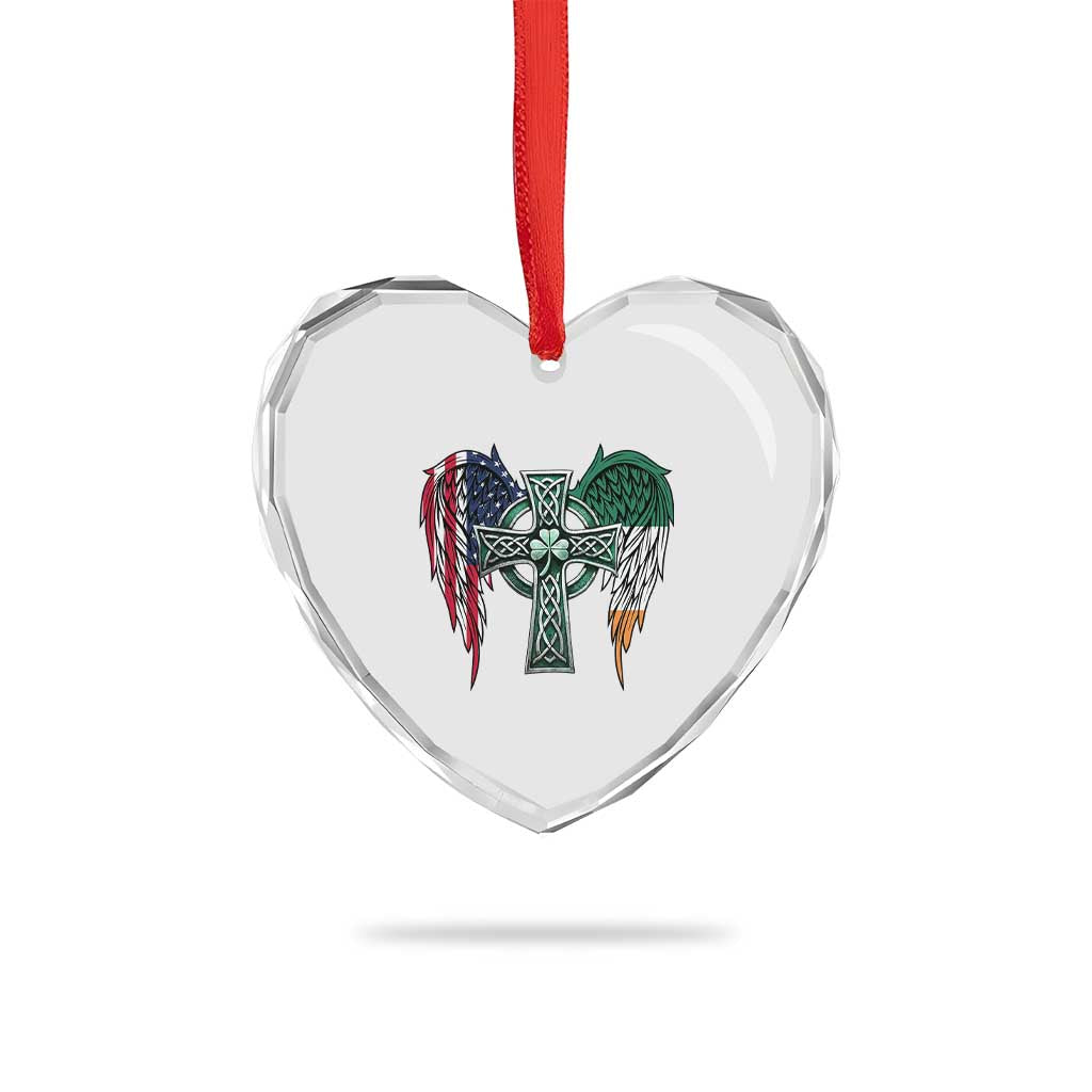 Patriotic Irish American Cross Heart Crystal Glass Ornament St Patricks Day Religious Gift TS12 Print Your Wear