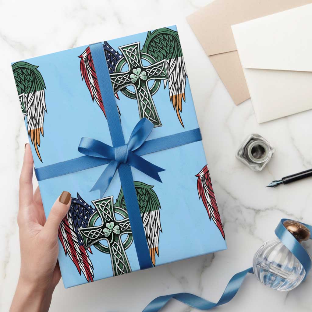 Patriotic Irish American Cross Wrapping Paper Roll St Patricks Day Religious Gift TS12 Light Blue Print Your Wear