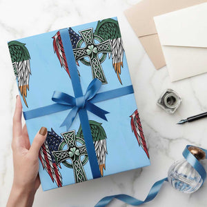 Patriotic Irish American Cross Wrapping Paper Roll St Patricks Day Religious Gift TS12 Light Blue Print Your Wear