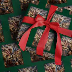 Patriotic Italian Brainrot Farmer Meme Wrapping Paper Roll Funny USA Freedom Jet Fighter Graphic