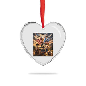 Patriotic Italian Brainrot Farmer Meme Heart Crystal Glass Ornament Funny USA Freedom Jet Fighter Graphic