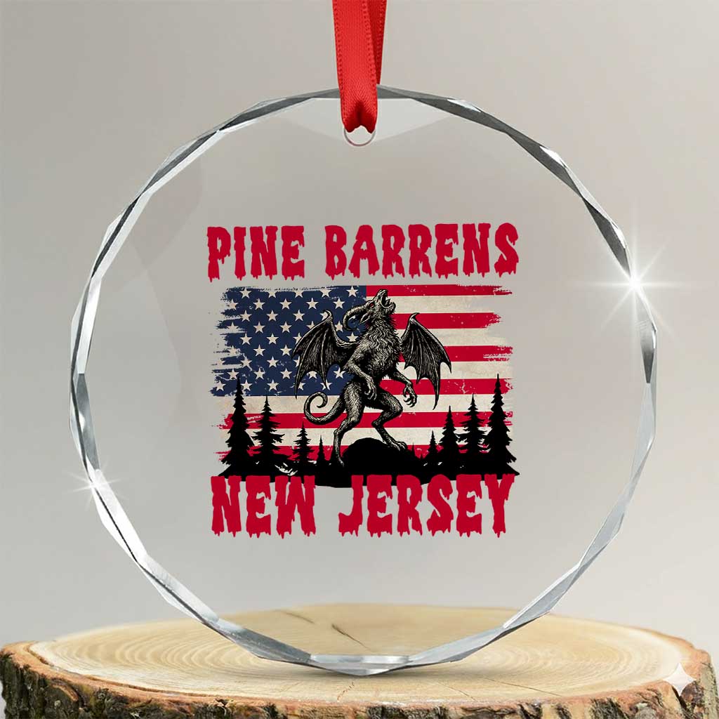 Patriotic Jersey Devil Crystal Glass Ornament Pine Barrens New Jersey Cryptid TS12 Transparent Glass 3'' Circle Print Your Wear
