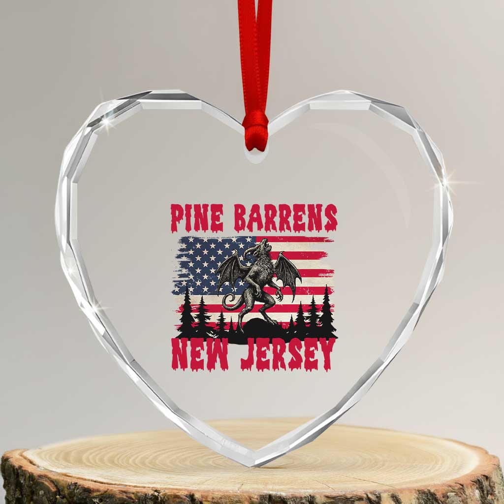 Patriotic Jersey Devil Heart Crystal Glass Ornament Pine Barrens New Jersey Cryptid TS12 Transparent Glass 3'' Heart Print Your Wear