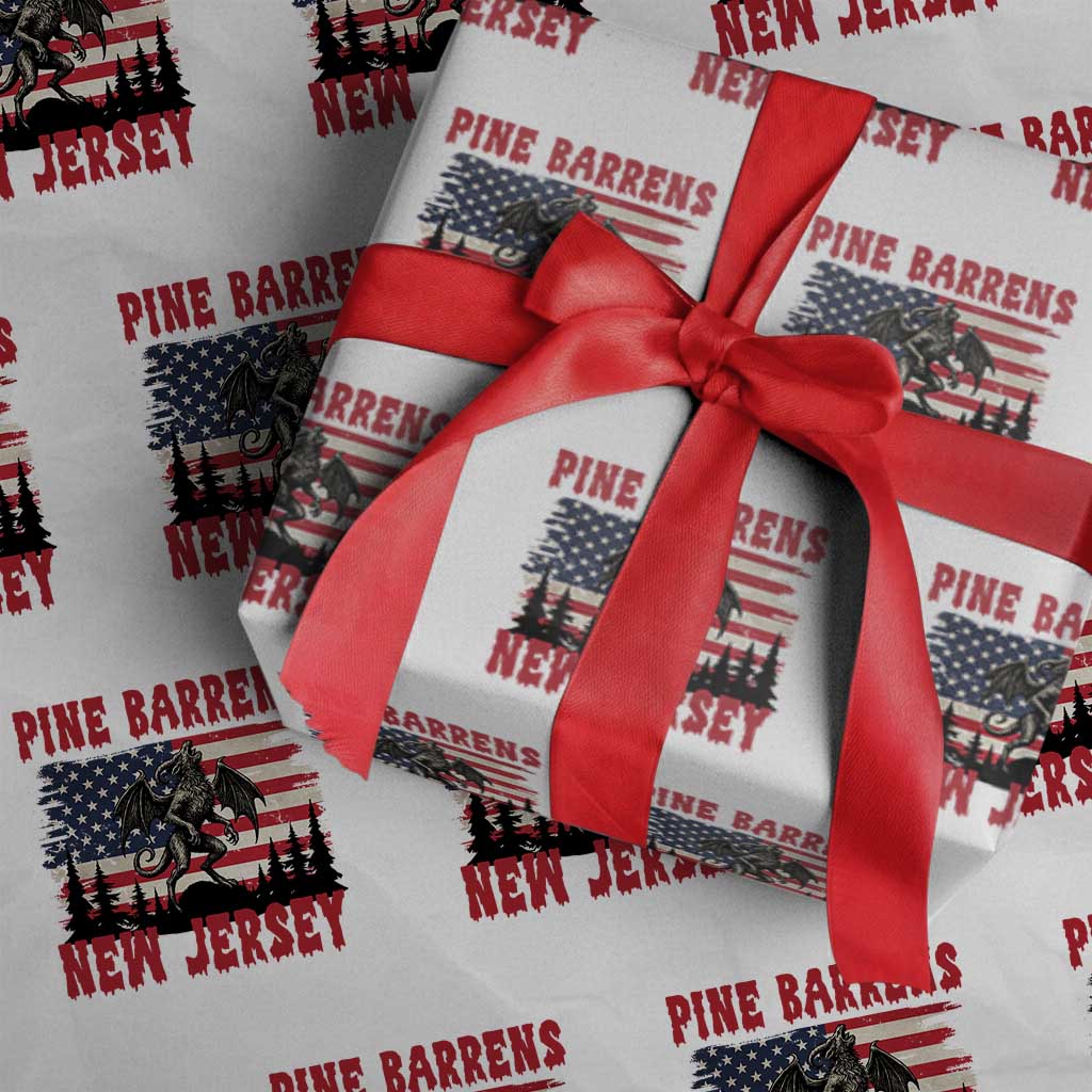 Patriotic Jersey Devil Wrapping Paper Roll Pine Barrens New Jersey Cryptid TS12 White Print Your Wear