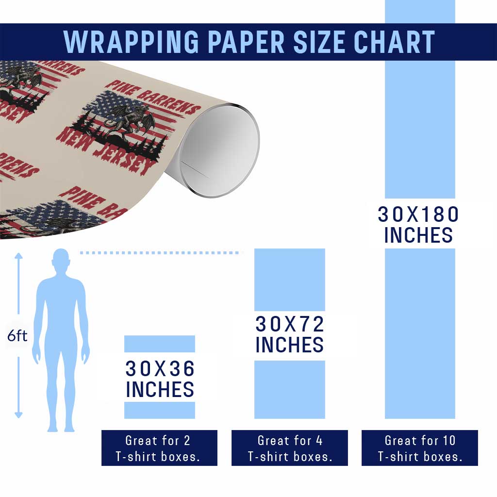Patriotic Jersey Devil Wrapping Paper Roll Pine Barrens New Jersey Cryptid TS12 Print Your Wear