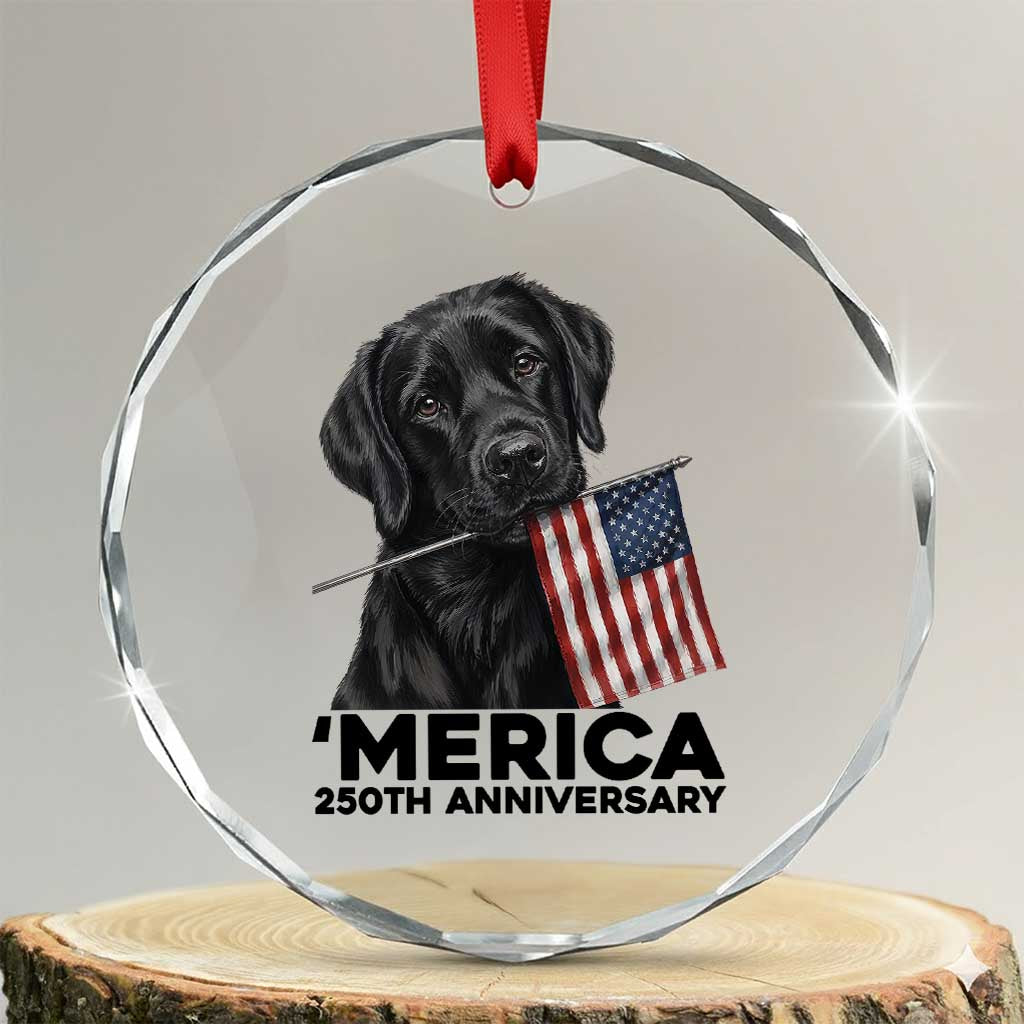 Patriotic Labrador Retriever Crystal Glass Ornament America 250th Anniversary Gift TS12 Transparent Glass 3'' Circle Print Your Wear