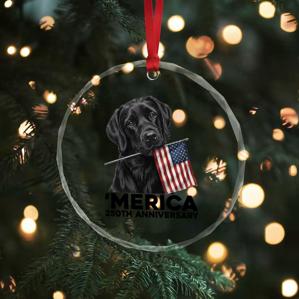 Patriotic Labrador Retriever Crystal Glass Ornament America 250th Anniversary Gift TS12 Print Your Wear