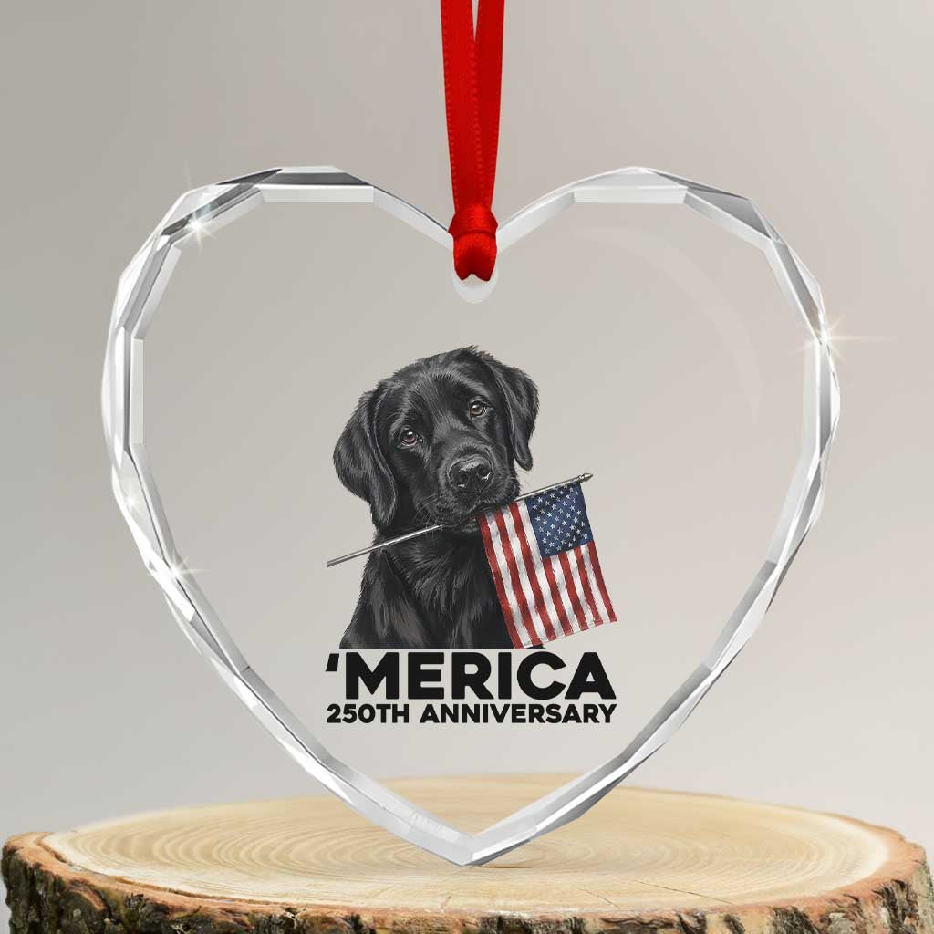 Patriotic Labrador Retriever Heart Crystal Glass Ornament America 250th Anniversary Gift TS12 Transparent Glass 3'' Heart Print Your Wear