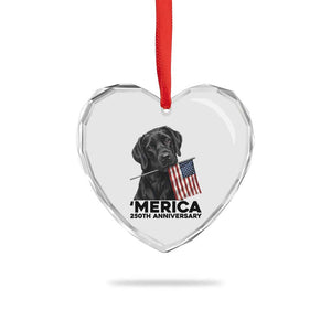 Patriotic Labrador Retriever Heart Crystal Glass Ornament America 250th Anniversary Gift TS12 Print Your Wear