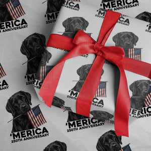 Patriotic Labrador Retriever Wrapping Paper Roll America 250th Anniversary Gift TS12 White Print Your Wear
