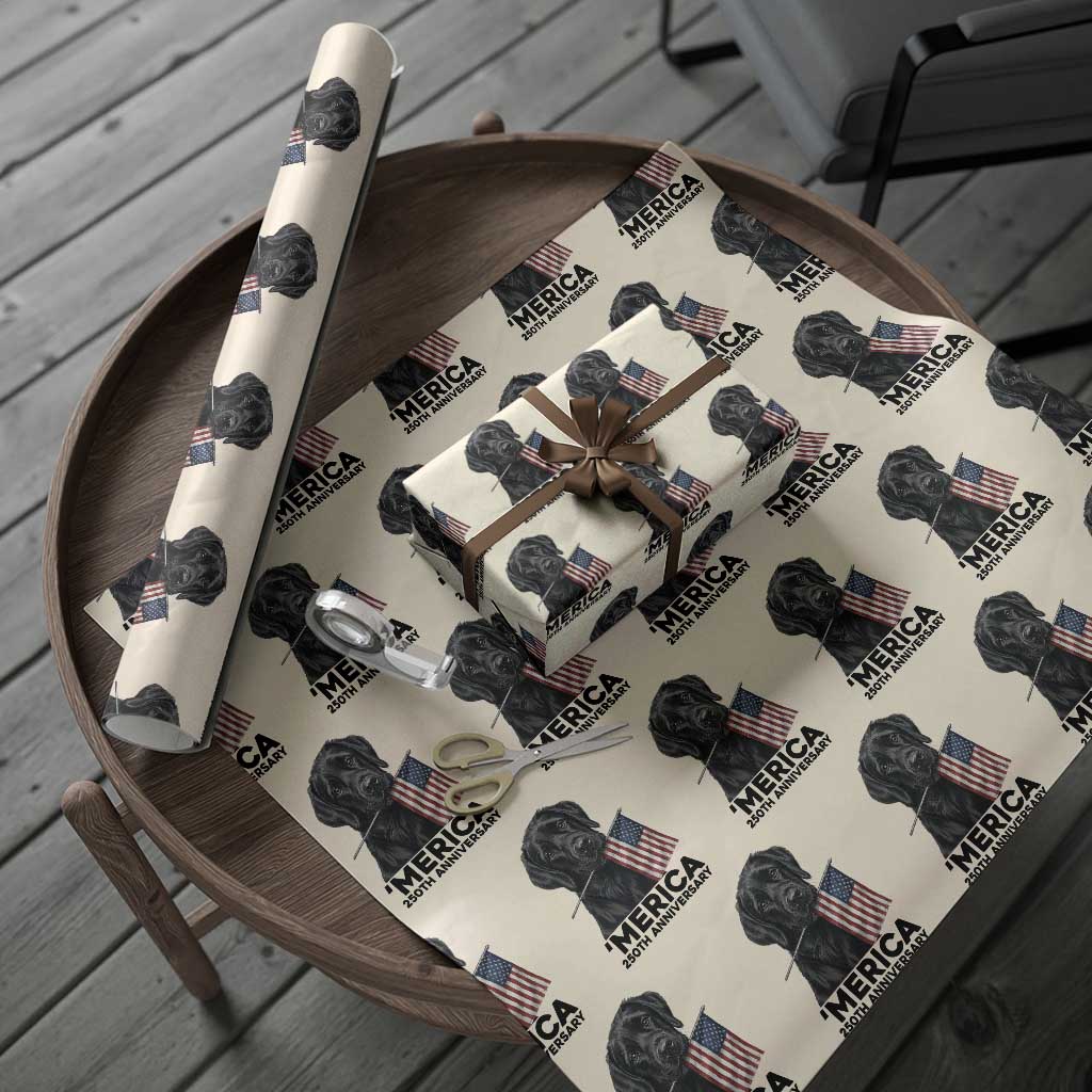Patriotic Labrador Retriever Wrapping Paper Roll America 250th Anniversary Gift TS12 Beige Print Your Wear