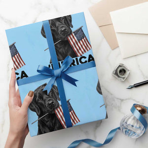 Patriotic Labrador Retriever Wrapping Paper Roll America 250th Anniversary Gift TS12 Light Blue Print Your Wear