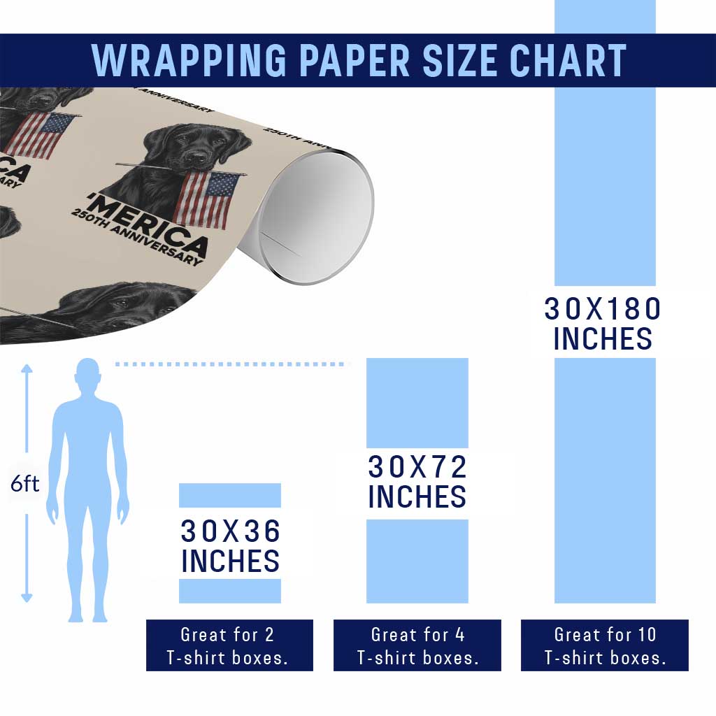 Patriotic Labrador Retriever Wrapping Paper Roll America 250th Anniversary Gift TS12 Print Your Wear
