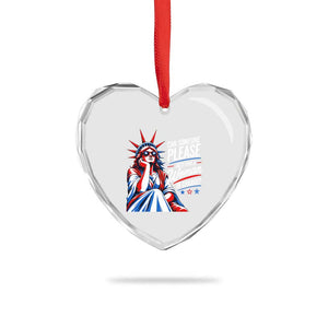 Patriotic Lady Liberty Feminist Graphic Heart Crystal Glass Ornament Can Someone Please Just Put A Woman In Charge Funny Feminism