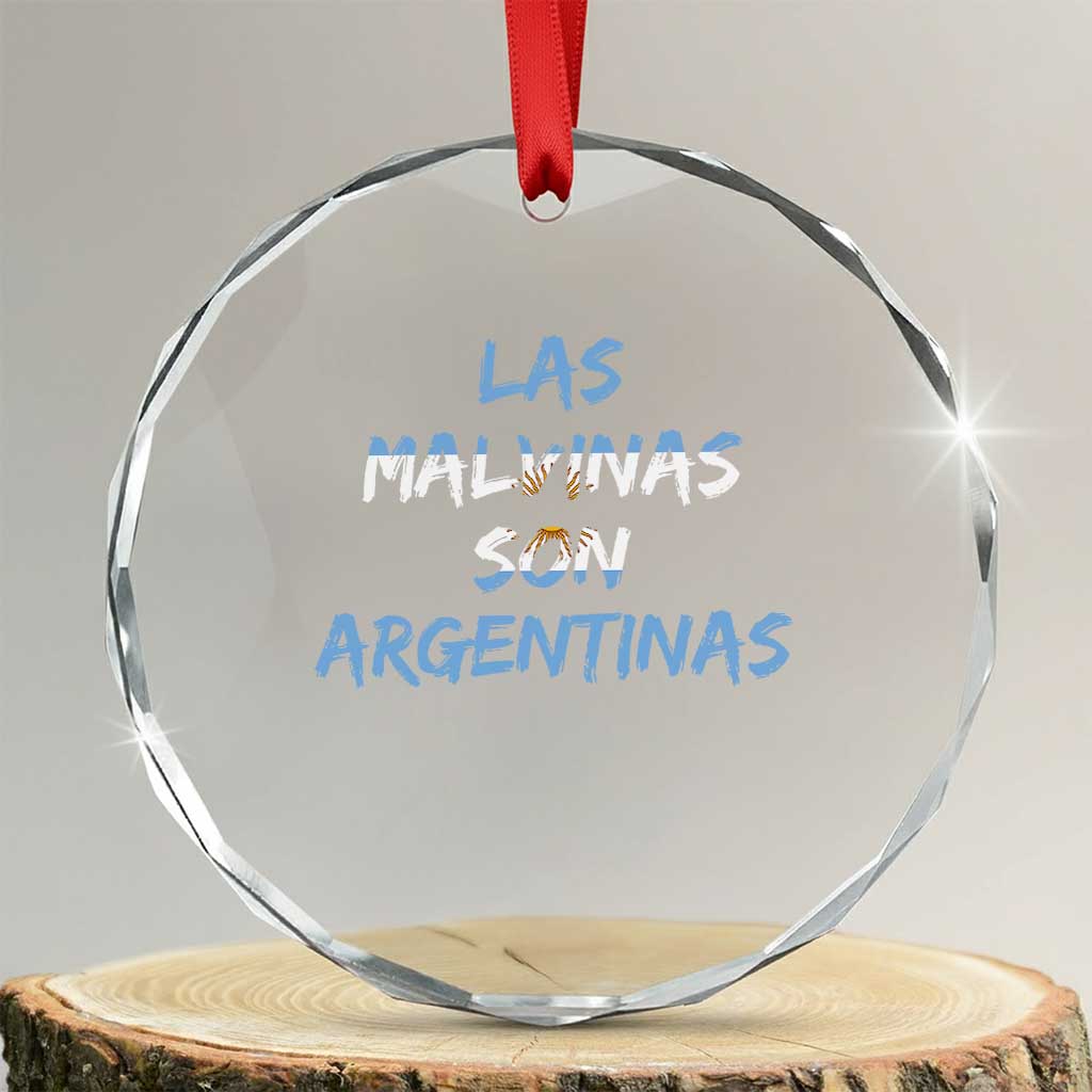 Patriotic Las Malvinas Son Argentinas Flag Crystal Glass Ornament Argentine Heritage Sun of May Argentina Sovereignty TS02 Transparent Glass 3'' Circle Print Your Wear