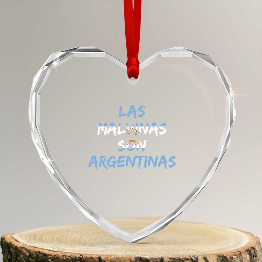 Patriotic Las Malvinas Son Argentinas Flag Heart Crystal Glass Ornament Argentine Heritage Sun of May Argentina Sovereignty TS02 Transparent Glass 3'' Heart Print Your Wear