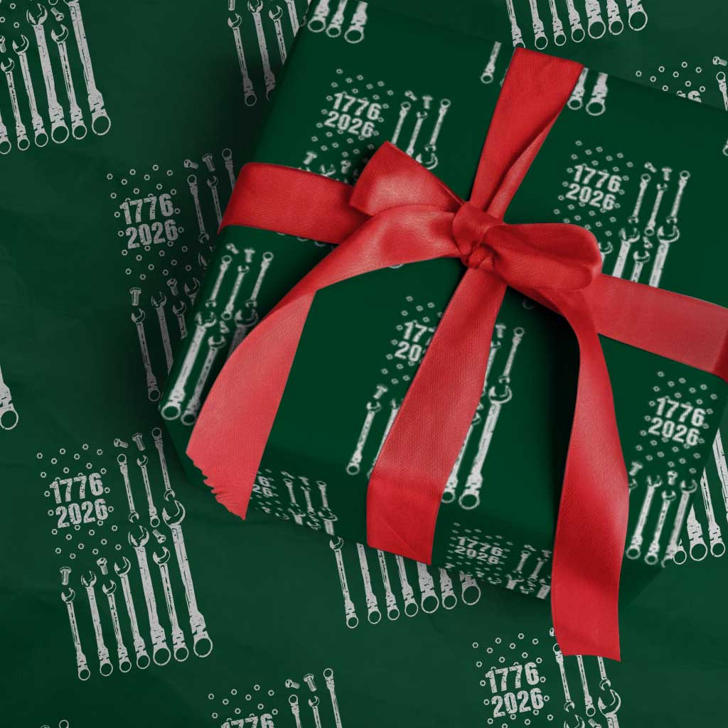 Patriotic Mechanic Gift Wrapping Paper Roll American Flag Automotive Lover TS12 Green Print Your Wear