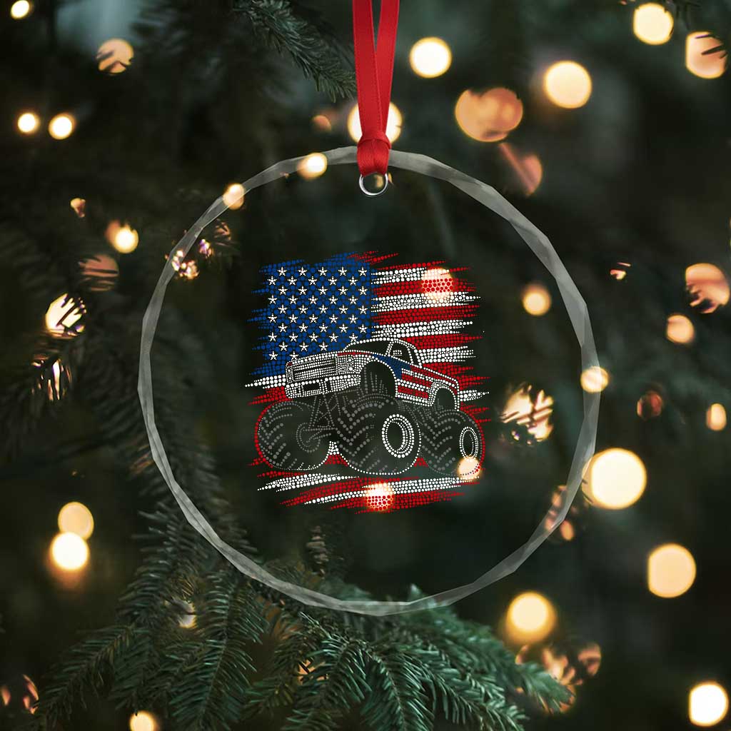 Patriotic Monster Truck Polka Dot Crystal Glass Ornament Dot Day Gift