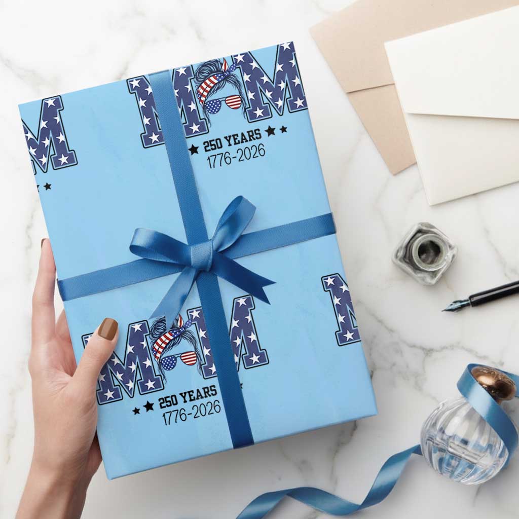 Patriotic Mothers Day Gift Wrapping Paper Roll USA 250 Years Celebration TS12 Light Blue Print Your Wear