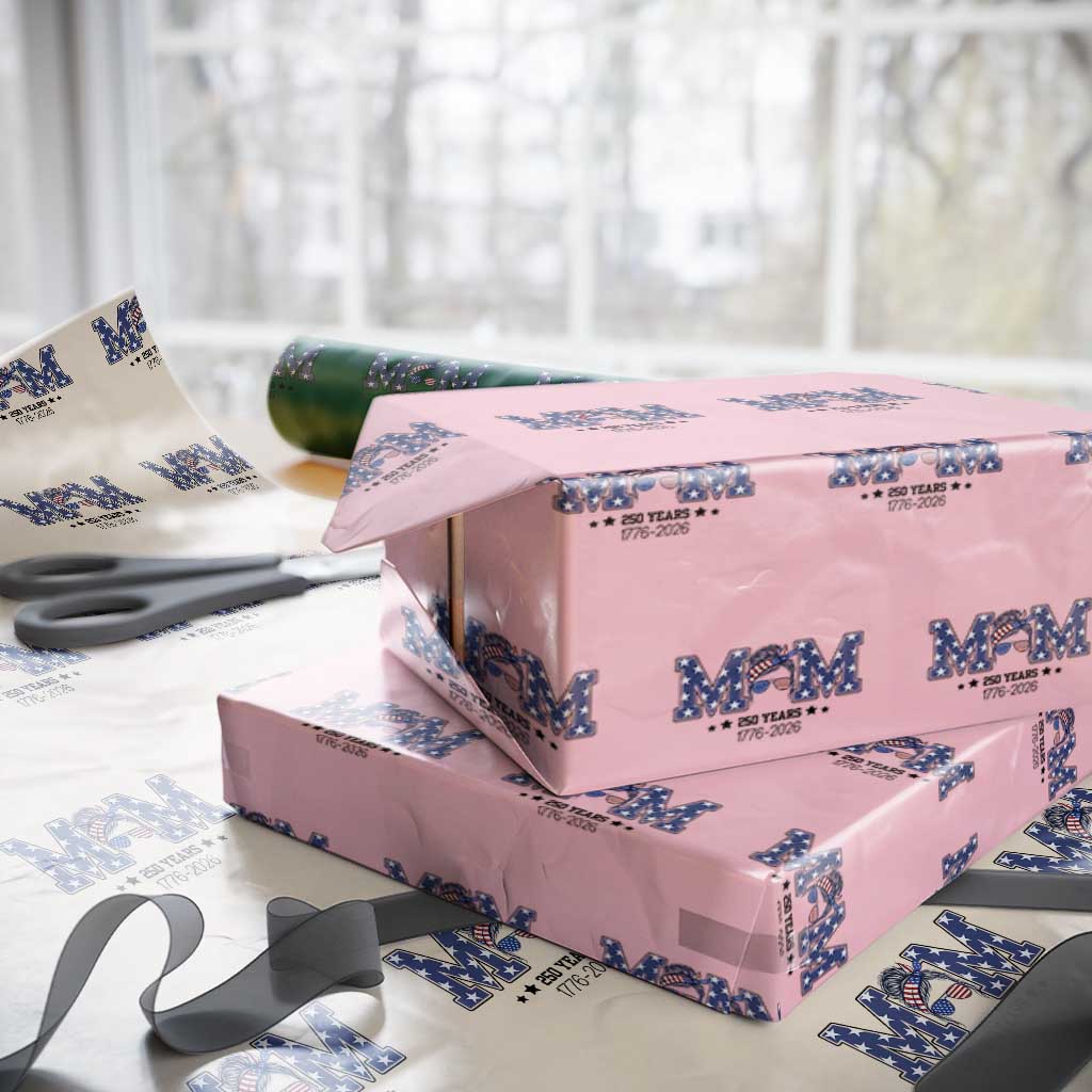 Patriotic Mothers Day Gift Wrapping Paper Roll USA 250 Years Celebration TS12 Light Pink Print Your Wear