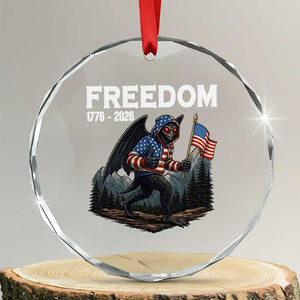 Patriotic Mothman Lover Crystal Glass Ornament Funny USA 250 Anniversary Gift TS12 Transparent Glass 3'' Circle Print Your Wear