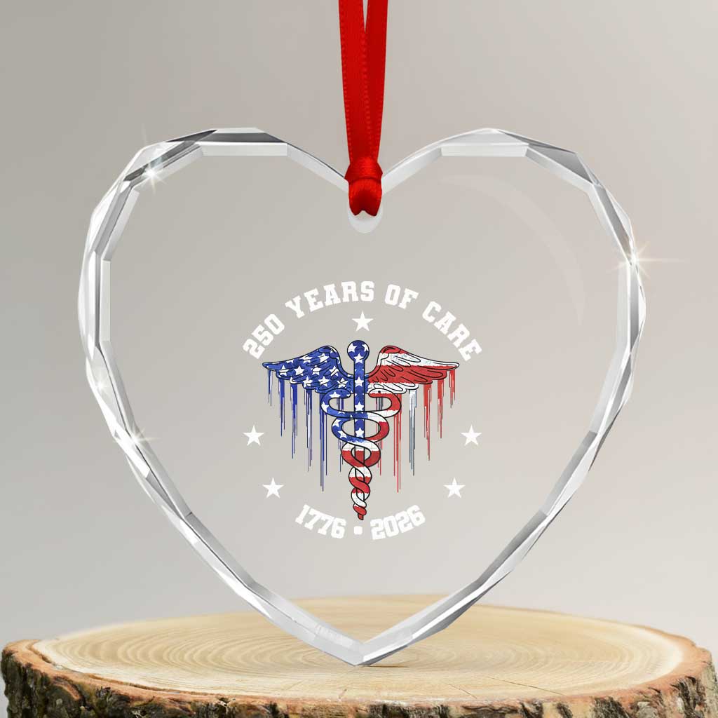 Patriotic Nurse 250 Years Of Care Heart Crystal Glass Ornament Healthcare Worker Gift TS12 Transparent Glass 3'' Heart Print Your Wear