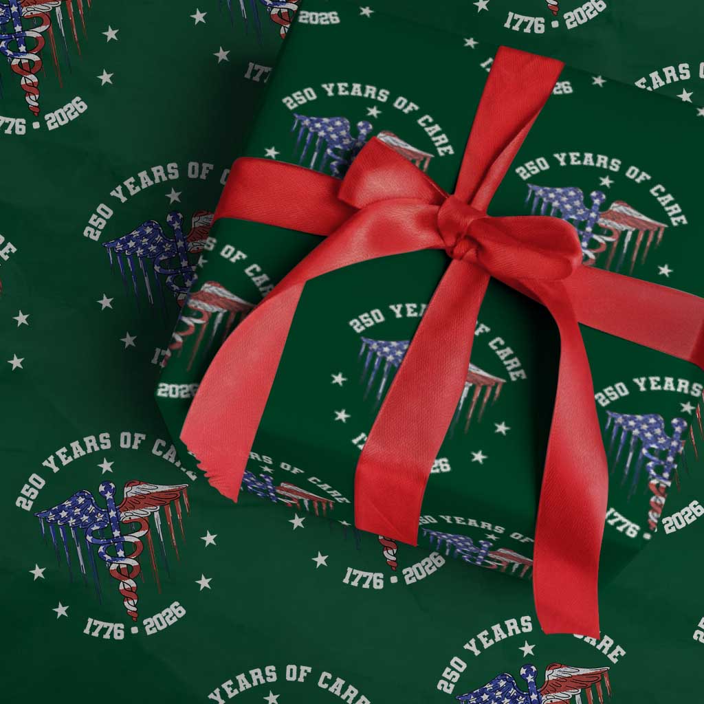 Patriotic Nurse 250 Years Of Care Wrapping Paper Roll Healthcare Worker Gift TS12 Green Print Your Wear