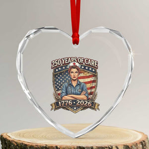 Patriotic Nurse Celebrating 250 Years Of Care Gift Heart Crystal Glass Ornament TS12 Transparent Glass 3'' Heart Print Your Wear