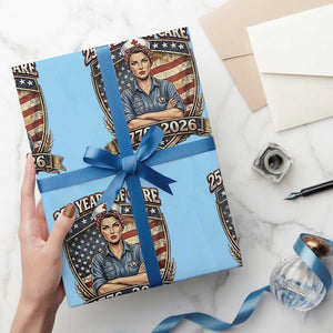 Patriotic Nurse Celebrating 250 Years Of Care Gift Wrapping Paper Roll TS12 Light Blue Print Your Wear