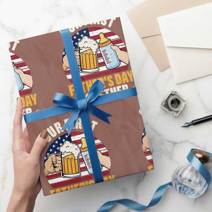 Patriotic Our First Fathers Day Together Wrapping Paper Roll Gift For New Dad TS12 Mocha Print Your Wear