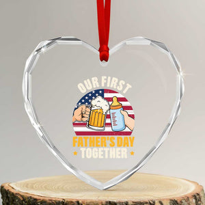 Patriotic Our First Fathers Day Together Heart Crystal Glass Ornament Gift For New Dad TS12 Transparent Glass 3'' Heart Print Your Wear