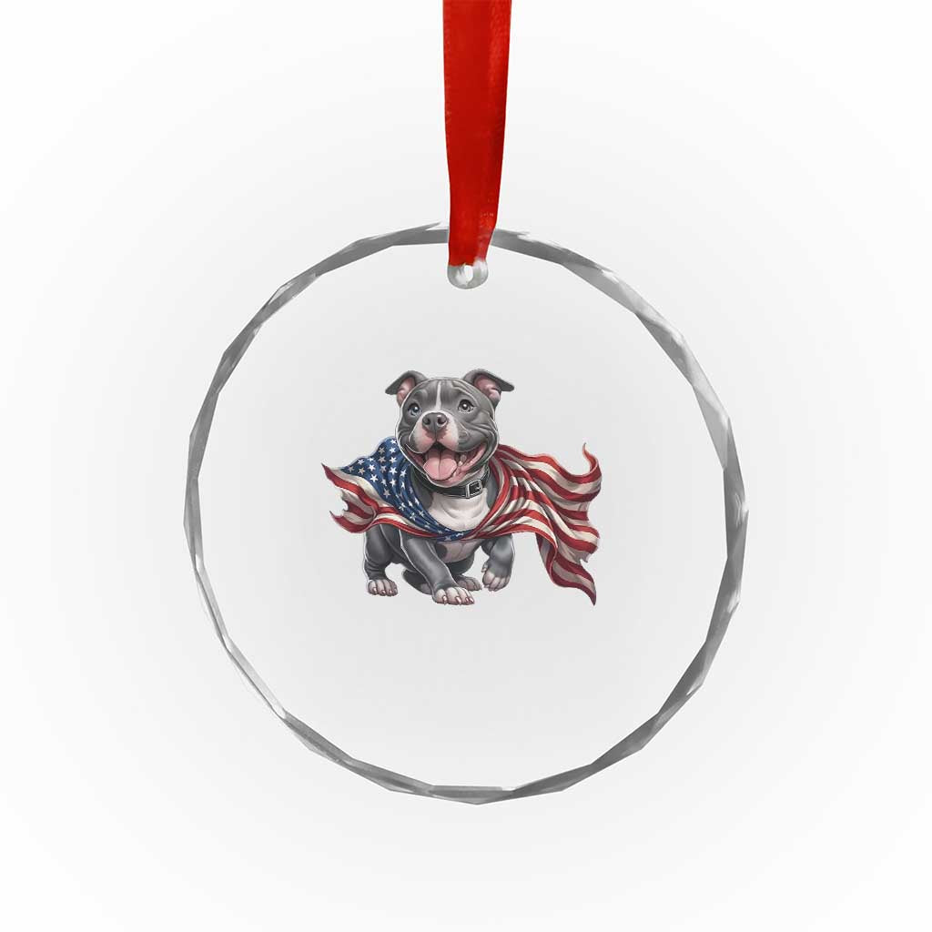 Patriotic Pitbull Dog USA Flag Crystal Glass Ornament 4th Of July Pride TS12 Print Your Wear